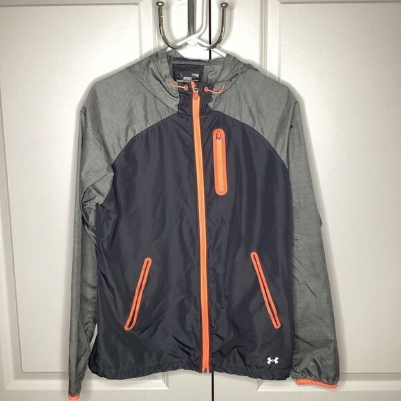 Ladies Under Armour Lightweight hooded‎ Rain Jacket Large gray - Picture 1 of 4